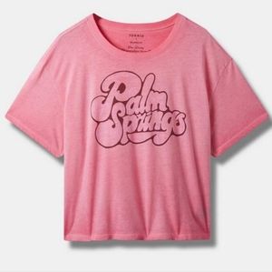 NWT TORRID Palm Springs GRAPHIC Relaxed Fit Crop Tee Pink Wash SIZE 00 M/L or 10